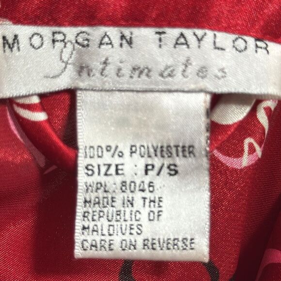 Morgan Taylor Intimates Womens Robe Red Hearts Belted Satin Lounge Sleepwear - Picture 14 of 16
